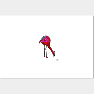 Feeding Flamingo In Abstract Posters and Art